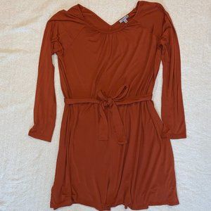 White Birch soft swing stretchy rust swing dress XL